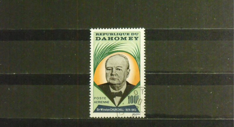 9112   Dahomey   Used # C28   Winston Churchill    CV$ 1.75