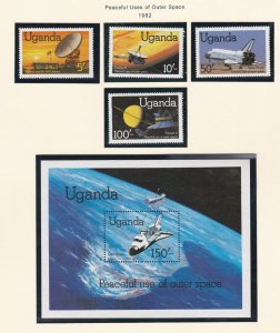 Uganda # 337-340, 341, Peaceful Use of Outer Space, Mint NH, 1/2 Cat.