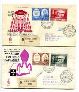 Vatican FDC Venetia 1956 Capranica traveled Racc. For Italy