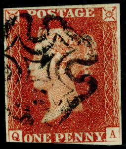 Sg8, 1d red-brown PLATE 14, good used. Cat £110. BLACK MX. QA