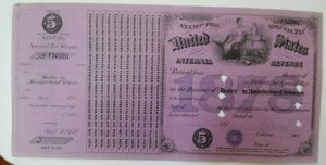 US 1878 $5 Internal Revenue Special Tax Tobacco Dealer Stamp Sheet