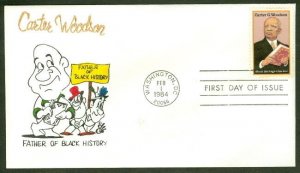 CARTER G. WOODSON FDC FATHER OF BLACK HISTORY 'CARTOON'