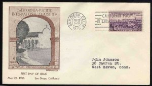 United States First Day Covers #773-7b, 1935 3c California, Grandy cachet in ...