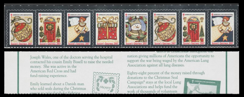 USA CINDERELLA STAMP STRIP OF 8. MINT. AMERICAN LUNG ASSOCIATION # 3