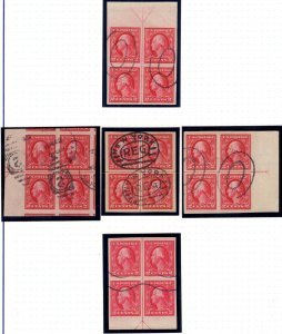 U.S. - 409 - Matching Arrow Blocks of 4 and centerline block - EXTRA FINE - Used