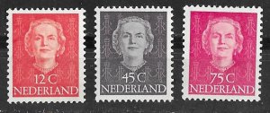 Netherlands # 325-27 Juliana Definitives -  1950-51 (3)  VLH Unused