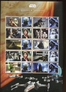 GREAT BRITAIN 2015 STAR WARS SMILERS  SHEET  MINT NH