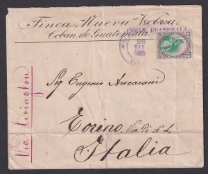 Guatemala, Scott 24, target cancel on 1885 cover from Coban to ITALY, cover flaw