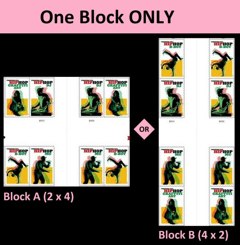 US 5480-5483 5483a Hip Hop forever cross gutter block (8 stamps) MNH 2020 7/15