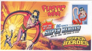 AO-4084g-1, 2006, DC Comics Super Heroes, Plastic Man, FDC, Add-on Cachet. Digit