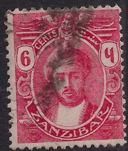 Zanzibar 1914 - 22 KGV 6ct Deep Carmine SG 263 ( L854 )