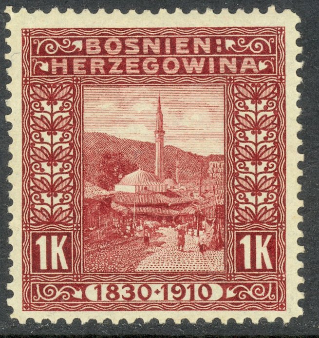 BOSNIA AND HERZEGOVINA 1910 1K Mosque Franz Joseph Birthday Jubilee Sc 59 MH