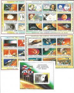 Sierra Leone Scott 1167-70 Face on Mars / Space Sheets NH 2021 cv $86