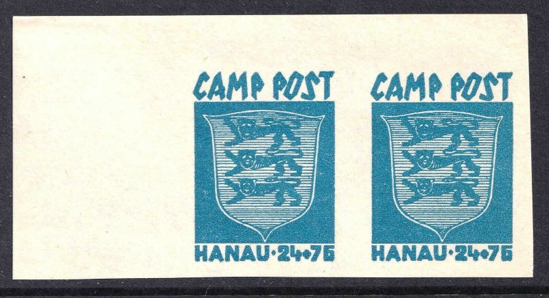 GERMANY LATVIA CAMP POST HANAU BLUE OG NH U/M CORNER MARGIN PAIR BEAUTIFUL GUM