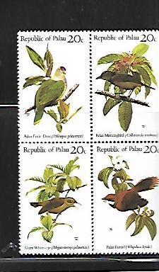 PALAU, 8A, MNH, SS, BLOCK OF 4, BIRDS