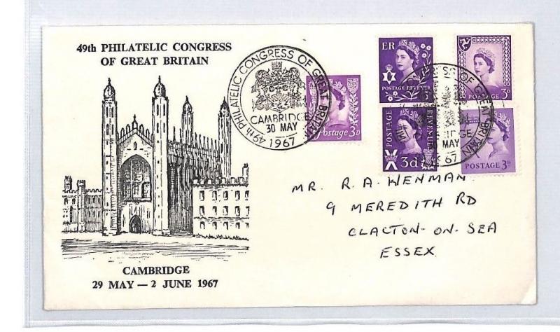 BM207 GB WILDING REGIONALS 1967 Philatelic Congress Cover Cambridge {samwells}