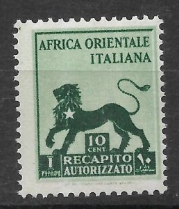 ITALIAN EAST AFRICA 1942 Recapito Autorizzato 10c MNH / N5416 