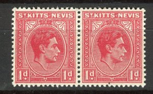 ST.KITTS & NEVIS; 1938 early GVI issue fine Mint hinged Pair of 1d.