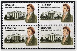 SC#1935 18¢ James Hoban Block of Four (1981) MNH