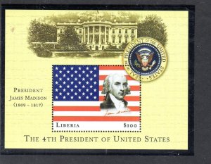 LIBERIA 2000 4TH PRESIDENT OF THE U.S MADISON MINT VF NH O.G S/S (30LI)