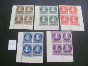 BERLIN 1953 MNH  SC 9N94-98 CORNER MARGIN BLOCKS SET  XF $270 (117)