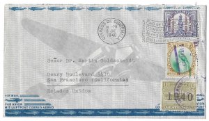 Guatemala to California 1940 Air Mail Cover, Scott 295 C123, RA13, Slogan Cancel