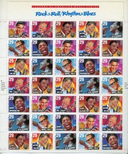 UNITED STATES SCOTT #2854/61 ROCK N' ROLL/RHYHTM & BLUES COMPLETE SHEET MINT NH