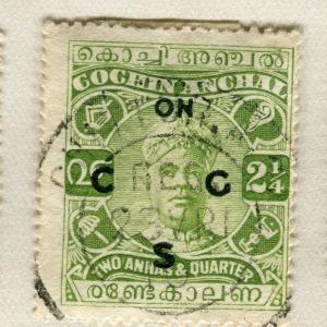 INDIA COCHIN;  1919-33 early SERVICE Optd. issue fine used 2.5a. value