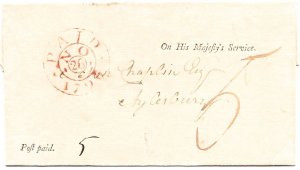 Britain Stampless Cover - His Majesties Service Paid 5