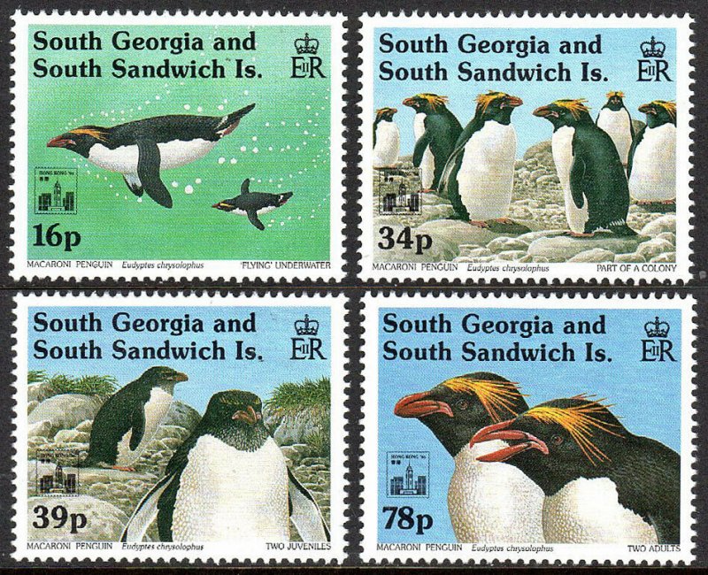 South Georgia 174-177,MNH.Macaroni Penguins.Ovptd.with Hong Kong '94 Emblem,1994