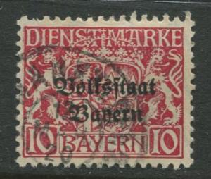 Bavaria -Scott O23- Coat of Arms-Overprints -1918 - Used - 10pf Stamp