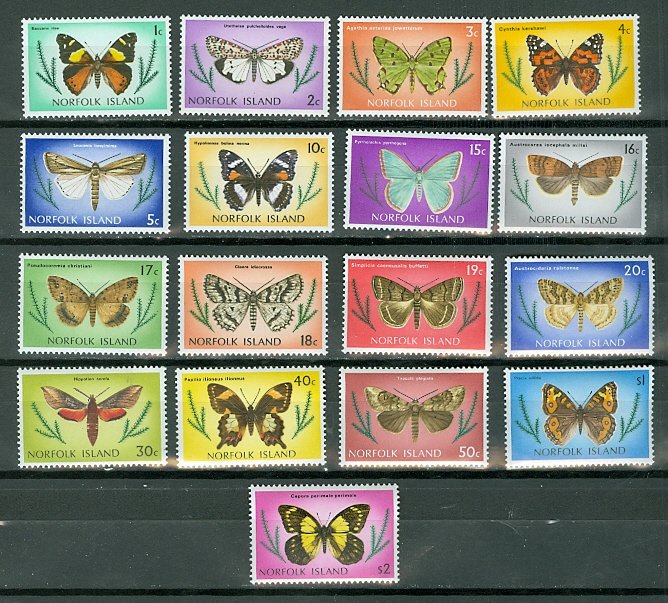 NORFOLK BUTTERFLIES #201-217...SET...MNH...$6.55