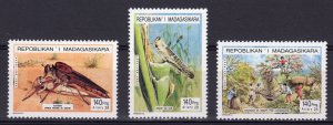 Madagascar 1995 Sc# 1299/1301  LOCUSTS Set (3) Perforated MNH