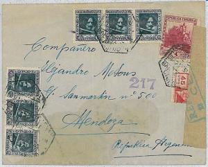SPAIN - POSTAL HISTORY - GUERRA CIVIL Cover to Argentina with CENSOR MARK + TAPE