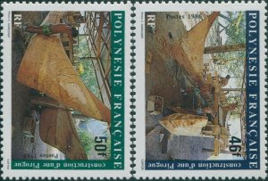 French Polynesia 1986 Sc#447-448,SG490-491 Pirogue Construction set MNH