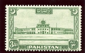 Pakistan 1949 KGVI 3a green MLH. SG 47. Sc 50.