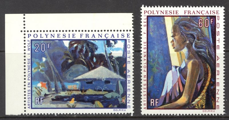 French Polynesia Sc# C78 (C80) MH 1971 20fr-60fr Paintings