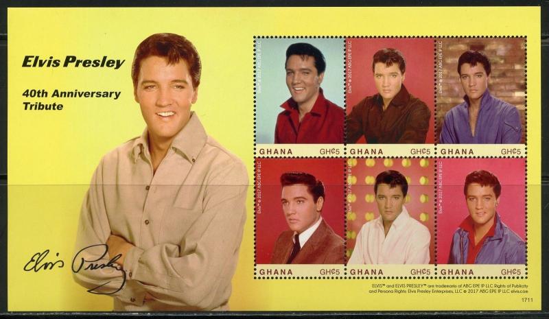 GHANA ELVIS PRESLEY 40TH ANNIVERSARY TRIBUTE SHEET  MINT NH