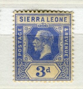 SIERRA LEONE; 1912-20 early GV issue fine Mint hinged Shade of 3d. value