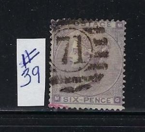 GREAT BRITAIN SCOTT #39-  1862 6P (LILAC)  ) - WMK 24 - USED