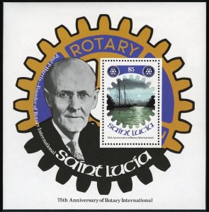 St Lucia 521-525, MNH. Mi 519-522,Bl.25. Rotary Intl,75, 1980. Yachts,Landscapes