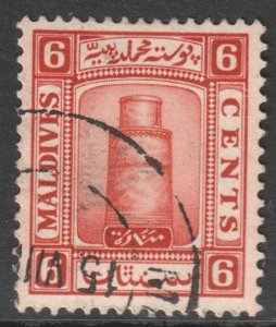 Maldive Is Scott 14 - SG15b, 1933 Minaret 6c used