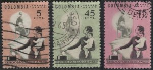Colombia C448-C450 (used set of 3) Women’s Rights (1963-64)