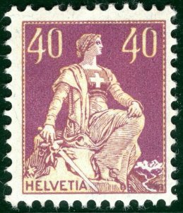 SWITZERLAND Helvetia Scott.138 40c Granite Paper (1925) Mint MM Cat $57 GOLD187