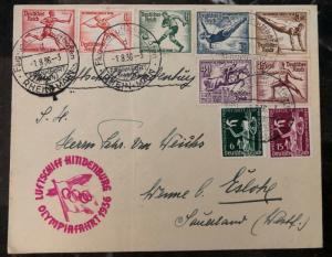 1936 Germany LZ 129 Hindenburg Zeppelin Olympics Cover comp set # B82-B89 H