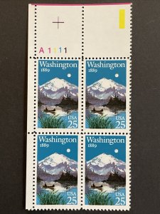 Scott # 2404 25-cent Washington Statehood Stamp, MNH Plate Block 4 