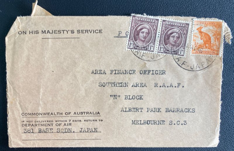 1946 Australian Air Force Base 381 In Japan OHMS Cover To Melbourne Australia