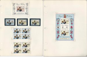 Anguilla Princess Diana Royal Wedding Lot, #444-447, Stamps, Sheets, Blocks