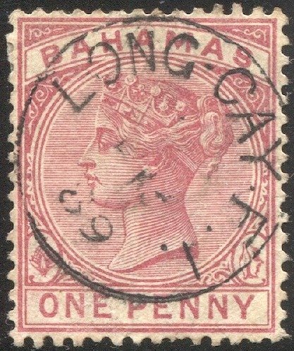 BAHAMAS 1884 Sc 27, Used VF 1d QV, Scarce SOTN  LONG CAY. F. I. postmark cancel