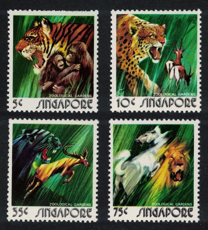 Singapore Tiger Orang-Utans Lion Leopard Zoo 4v 1973 MNH SG#225-228